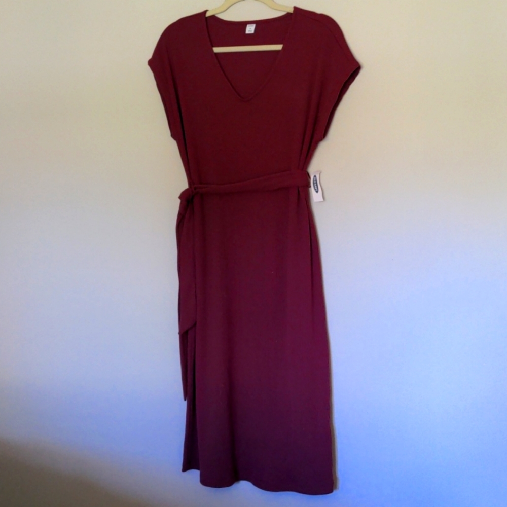 Old Navy Tie Belt Midi Shift Dress, size M, NWT